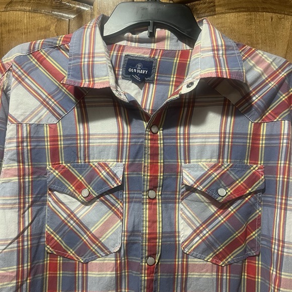 Old Navy Other - Pearl Snap Western Cowboy Old Navy Mens Shirt Large‎ Blue Plaid